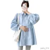Zwangerschapsjurken Lente Nieuw Effen Lang Zwanger Dames Top Fashion Shirt