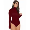 Macacões femininos macacão tartaruga pescoço vermelho cor disponível elegante bodycon mulheres bodysuits 230920