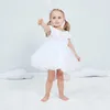 Girl Dresses Flowers White Baby Dress Summer Short Sleeve Organza Christening Party Kids