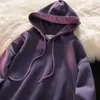 Sweat à capuche pour femmes, automne et hiver, violet sale, haut de gamme, couleur unie, haut ample Antique, manteau de Couple pour hommes