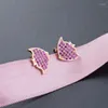 Stud Earrings Fish Pink Zircon Style Glam Fashion Good Jewerly For Women 2023 Gift In 925 Sterling Silver Super Deal