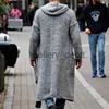 Men's Sweaters New Autumn Men Knitted Sweater Cardigan Fashion Gray Solid Color Long Sleeve Long Tops Casual Loose Big Pocket Hooded Men's Coat J230920