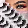 Multilayer Thick Fluffy Colored False Eyelashes Winged Messy Crisscross Handmade Reusable Multilayer 3D Faux Mink Lashes Colorful Full Strip Lash