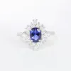 Bröllopsringar Yezoxa skapade Sapphire 925 Sterling Silver Halo Ring for Women Storlek 6 7 8 230920