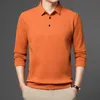 Frauen Polos Marke Polo-Shirt Männer Langarm Business Casual Herren Kleidung Frühling Herbst Feste Männliche Drehen Unten Kragen Tops tees 230919