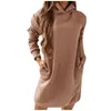 Grundläggande casual klänningar kvinna tröja klänning hoodies hösten vinter tröjor varm långärmad fast färg huva longsleved hoody 230920