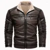 Vestes pour hommes Hommes Vintage Veste en cuir épais Revers Polaire Casual Moto Biker Manteau Streetwear Mode Hiver Coupe-vent EUR