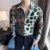 Chemises habillées pour hommes Mode Léopard Imprimer Chemise 2023 Automne Manches longues Slim Fit Casual Tuxedo Homme Mariage Social Blouse Homme Plus Taille