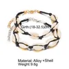 Bracelets de cheville Bohemian Sea Shell Anklet pour femmes filles noires cordes à la main chaînes de corde d'été plage bracelet de cheville sur la jambe hommes Boho Jewelr Dhjlc