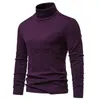 Maglioni da uomo Maglione dolcevita viola da uomo Autunno Inverno Manica lunga Caldo Casual Top di base Slim Fit Pullover caldi Canottiera Uomo 12 colori J230920