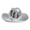 Sombreros de ala ancha Cubo Retro Bola Sombrero de vaquero Glitter Espejo Vidrio Disco Moda clásica para vaquera 230919