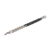 Bracelet à maillons de chaîne pour hommes, chaîne cubaine, noir, argent, contraste, M00536