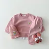 Giyim Setleri Bebek Giysileri İçin Bebek Kıyısı Sonbahar Born Boys Floral Sweatshirt Pantolon 2pcs Tasarımcı 230919