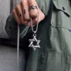 Naszyjniki wiszące gwiazda Kpop David Israel łańcuch dla mężczyzn kobiety Judaica srebrny kolor hip hop Long Jewish Jewelry Boys Prezent332d