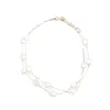 Kedjor 634C Fashion Pendant Necklace Multi Layered Pearl Choker CLAVICLE CHAIN ​​SMYELLT FÖR KVINNA GIRLER