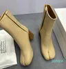 New Glitter Anatomic ankle Tabi Boots chunky heel Round toe cap Fashion Ankle Booties Unisex luxury designer Fashion Cowskin shoes factory footwear