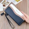 Plånböcker Armbandstelefon Purses Women Splice Female Purse Leather Lady Long Woman Big Card Holder Clutch Zipper