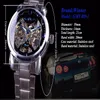 Ganador Océano Azul Moda Diseñador Casual Acero Inoxidable Hombres Reloj Esqueleto Relojes para hombre Top Marcas de Lujo Mecánico Mano Viento Wa201y