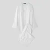Men's Tracksuits 2023 Men Sets Muslim Clothing V Neck Long Sleeve Kaftan Shirt & Pants 2PCS Loose Solid Islamic Arabic Suits INCERUN S-5XL