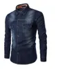 Whole-Mens Rinfrescante per il tempo libero Stile Yong Abbigliamento uomo Maniche lunghe Elegante tessuto denim lavato Slim Fit Camicie in denim di cotone Ho254U