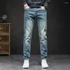 Herenjeans Lentebroek voor heren Stretch Slim Fit Denim Lichtblauw Casual broek Man Kpop 2023 Herfstkleding