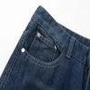 Marca de moda de rua alta lavada lado antigo irregular cobra linha casual perna reta jeansi8fm