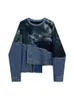 Dames Hoodies Herfst Winter Dames Harajuku Mode Onregelmatig Ontwerp Y2k Streetwear Denim Ronde Hals Truien Hoodie Tie Dye Grunge