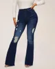 Jeans da donna Pantaloni svasati a vita alta elastici e traforati Street Style Stili versatili alla moda Super