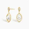 Stud Earrings S925 Sterling Silver Jewelry Marguerite Freshwater Cultured Pearl And Diamond