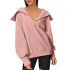 Damen-Kapuzenpullover, Damen, lässig, locker, großes Revers, halber Reißverschluss, Pullover, Sweatshirt, Damen-Mock-Neck-T-Shirts, Frauen-Zitat-Sweatshirts