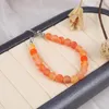 Strand 8x8mm kralen roestvrij stalen armband voor vrouwen natuursteen charme gekleurd agaat sieraden kleine polsbandjes