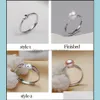 Jewelry Settings Mljy Pearl Ring 50% Sliver Rings 6 Styles Diy Adjustable Size Christmas Gift Drop Delivery Dhgarden Ot5Os