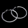 Hoop & Huggie Fashion Ladies 50mm Bridal Silver Color Crystal Diamante Rhinestone Round Earrings For Women Wedding Prom Accessorie2669