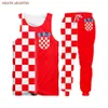 Survêtements pour hommes Personnalisé S-6XL Drapeau de la Croatie Ensembles de sport pour hommes Luxe 3D Rouge Blanc Grille Imprimer Vestes à glissière Sweat à capuche T-shirt Tank Joggers Pantalon 230920