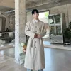 Män blandar Noymei Khaki Trench Coat Temperament Single Breasted Mid Length Windbreaker High End Korean Lapel Fashion Autumn Winter WA2914 230920