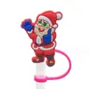 Couvercle de paille en silicone anti-poussière, couvercle de paille de dessin animé de noël, mignon, breloques de paille de fête, cadeau de décoration