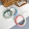 Charm Bracelets Change Color Resin Beaded Women Fashion Pink Green White Sweet Reiki Healing Energy Strand Bangles Girls Jewelry Gifts