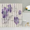 Shower Curtains 3D Embossed Flower Geometry Shower Curtain Vine Leaves Butterfly European Luxury Waterproof Bathroom Art Decor Hooks Curtains 230920