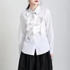 Camicette da donna Zhongchuang Rizhen Camicia di design francese con piccoli dettagli 2023 Stagione autunnale Silhouette Cuciture con fiocco da donna