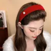 Vintage Pearls Red Velvet Headband Women's Fashion Wide Sponge Hairband Hair Hoop Headdress Accessoires Femme