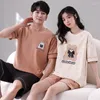 Heren Nachtkleding Hoge Kwaliteit Katoen Koreaanse Mode Pyjama Set Voor Paar Zomer Shorts Mannen En Vrouwen Bijpassende Nachtkleding Dropship