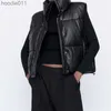 Damskie puch Parkas moda streetwear damska kamizelka puchowa kamizelka zima gruba kurtka parkas czarna pu żeńska płaszcza faux skórzana kamizelka luźna kamizelka laty l230920