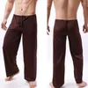 Indumenti da notte da uomo Pantaloni da pigiama da uomo con coulisse sottile trasparente trasparente per dormire in seta di ghiaccio Pigiama da palestra Yoga Fitness Pijama Homewear