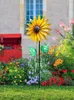 Garden Decorations Garden Sunflower Decorative Iron Art Flower Lawn Decoration With Stake Standing Lawn Flower Pinwheel Garden Outdoor Backyard 230920