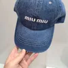 Mui Mui Baseball Cap Fashion Märke Designer Capletter Baseball Cap Washing Denim Sunscreen Cap Hip Hop High Quality Mui Cap Lousis Vouton Bag Cap 994 63