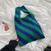 Evening Bags Handmade Knit Handbag Women Mini Knot Wrist-bag Female Casual Color Wide Stripe Plaid Tote Bag Student Reusable Shopping