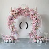 Julekorationer rosa blommor arrangemang lägg till månform båge stativ bröllop bakgrund blommor rad med ramhylla evenemang party bankett scen rekvisita 230919