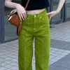 Jean femme automne bas vert taille haute mode Vintage Baggy fente jambe large pantalon rue droite vadrouille Denim pantalon