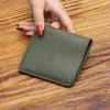 Wallets 2023 Top Layer Cowhide Ladies Simple Car Stitching Short Genuine Leather Wallet Buckle Ultra Thin Multi Card Purse