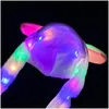 Festhattar ledde Ligh Up Plysch Moving Rabbit Hat Funny Glowing and Ear Bunny Cap för Women Girls Cosplay Christmas Holiday Drop Delive Dhuyr